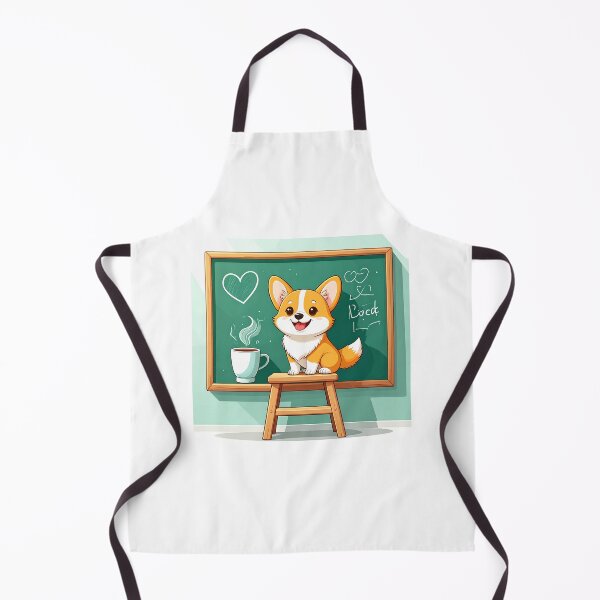 Item preview, Happy Corgi Drawing a Heart on the Classroom Chalkboard designed and sold by OksArtStudio.