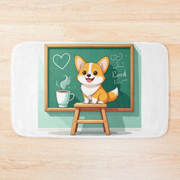 Item preview, Happy Corgi Drawing a Heart on the Classroom Chalkboard designed and sold by OksArtStudio.
