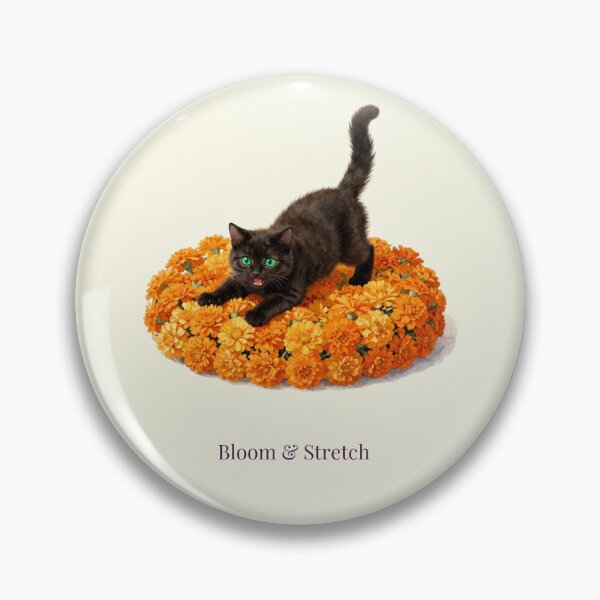 Item preview, Bloom & Stretch | Cute Black Kitten Watercolor with Marigolds designed and sold by BCapybara.