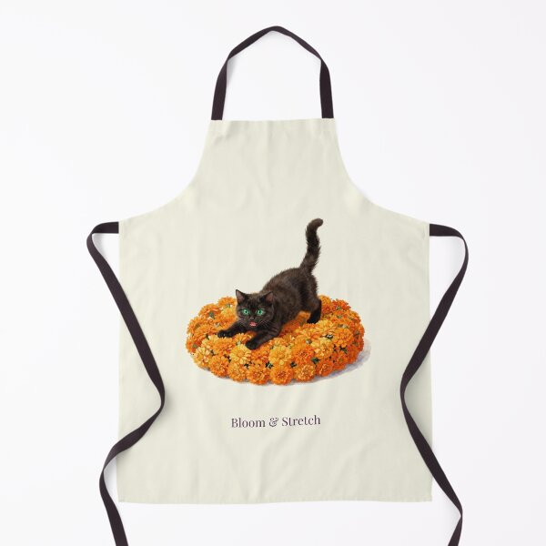 Item preview, Bloom & Stretch | Cute Black Kitten Watercolor with Marigolds designed and sold by BCapybara.