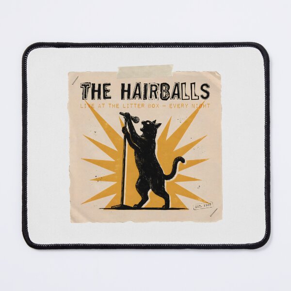 Item preview, The Hairballs Live At The Litter Box Vintage Cat Band Poster designed and sold by Enea Kelo.
