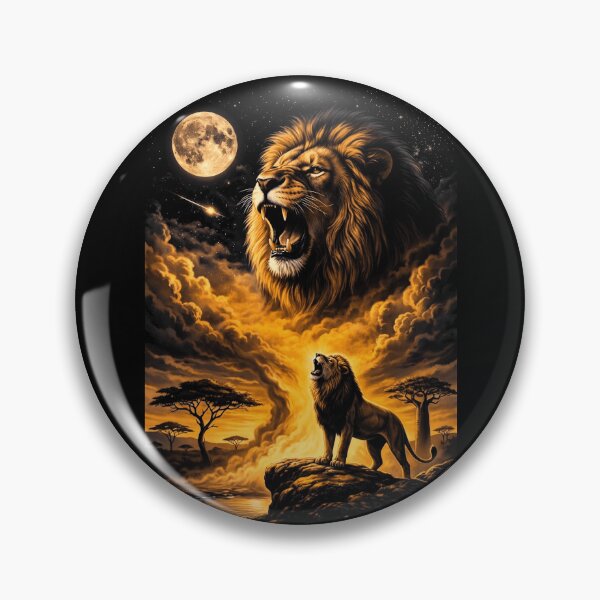 Item preview, Majestic Lion Howling At Moon Savanna Night designed and sold by d247.