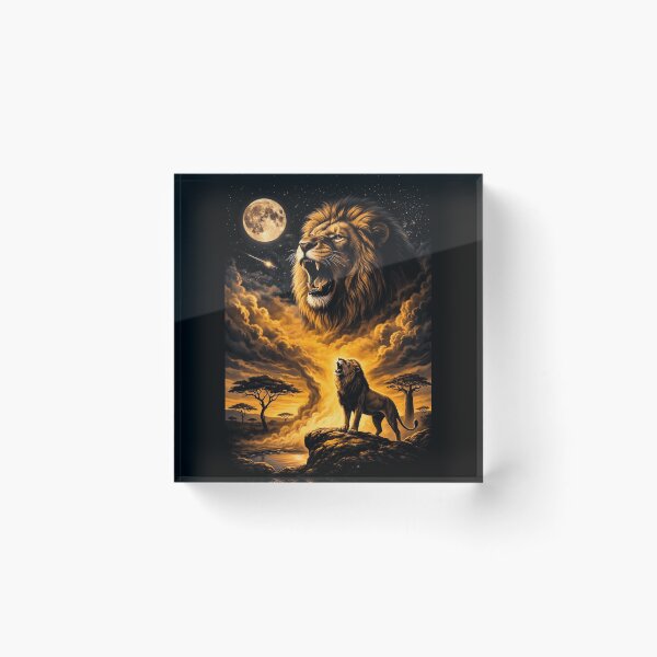 Item preview, Majestic Lion Howling At Moon Savanna Night designed and sold by d247.