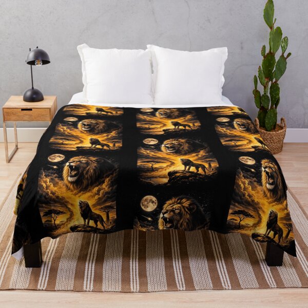 Item preview, Majestic Lion Howling At Moon Savanna Night designed and sold by d247.