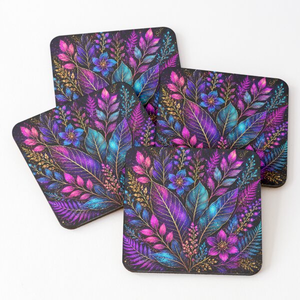 Item preview, Neon Botanical Watercolor Art — Dark Floral Illustration designed and sold by Aureva Arts Shop.