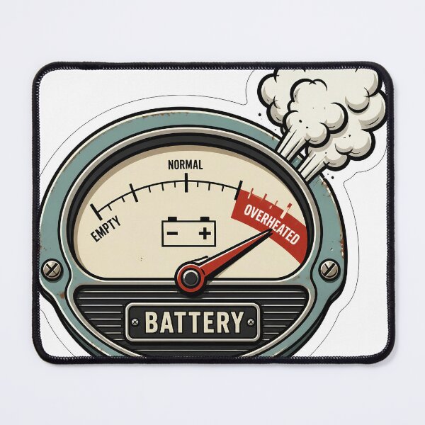 Item preview, Funny Overheated Social Battery Retro Gauge Burnout designed and sold by Foxiquie | Creative Sticker Studio.