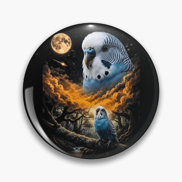 Item preview, Mystical Budgie Howling At Moon Forest Parakeet Art designed and sold by d247.