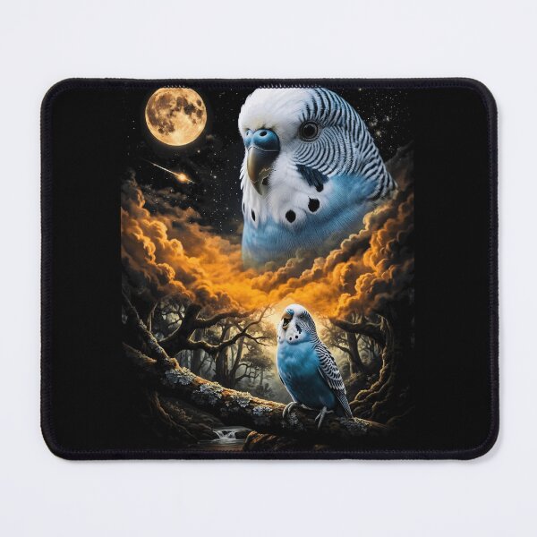 Item preview, Mystical Budgie Howling At Moon Forest Parakeet Art designed and sold by d247.