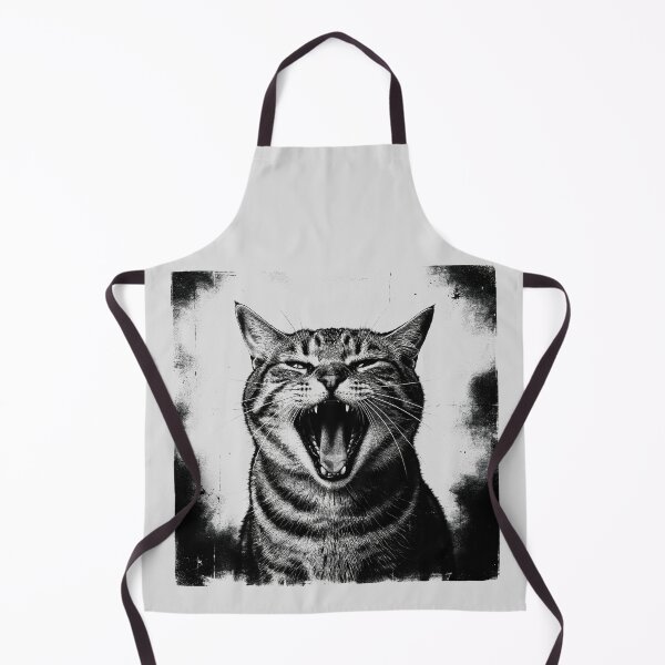 Item preview, Gritty Black And White Yawning Tabby Cat Ink Illustration designed and sold by Enea Kelo.