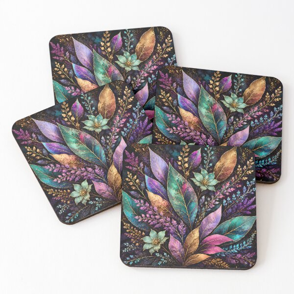 Item preview, Botanical Fantasy Leaves — Dark Jewel Tone Watercolor Art designed and sold by Aureva Arts Shop.
