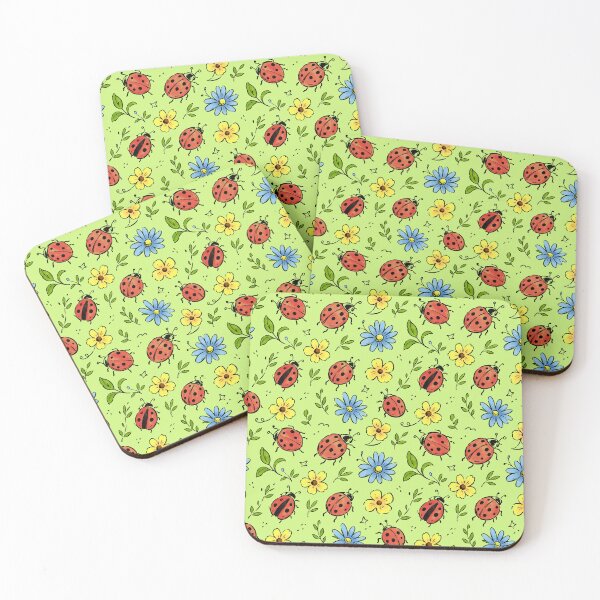 Item preview, Watercolor Green & Blue Ladybug Dance designed and sold by PipermintPress.