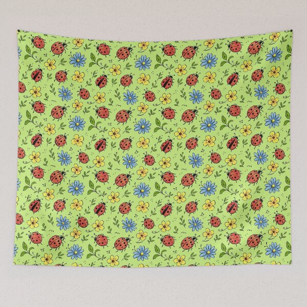 Item preview, Watercolor Green & Blue Ladybug Dance designed and sold by PipermintPress.
