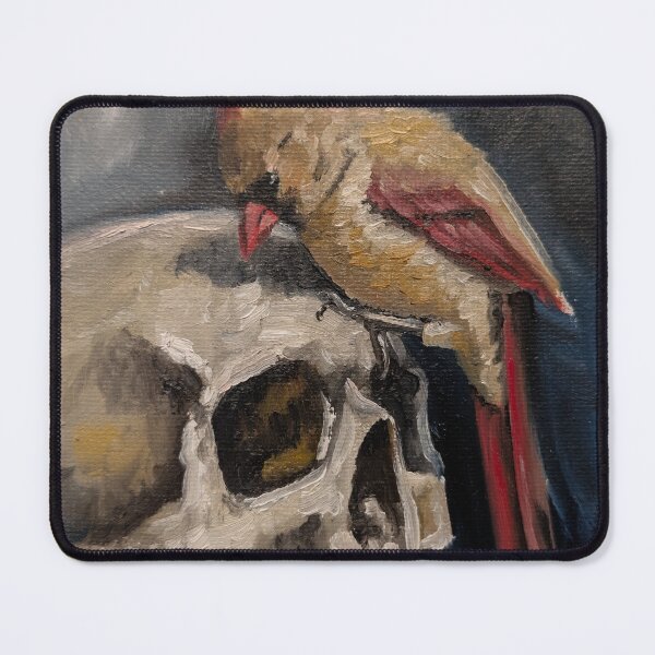Item preview, Skull with female cardinal painting designed and sold by Doug Paints.