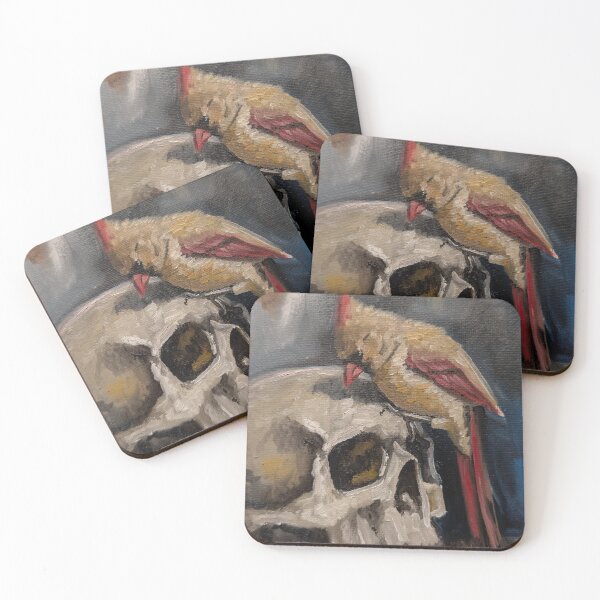 Item preview, Skull with female cardinal painting designed and sold by Doug Paints.