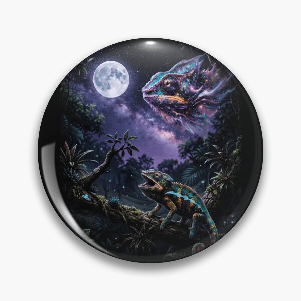 Item preview, Mystical Chameleon Cosmic Jungle Howling At Moon Reptile designed and sold by d247.