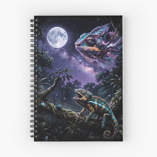 Item preview, Mystical Chameleon Cosmic Jungle Howling At Moon Reptile designed and sold by d247.