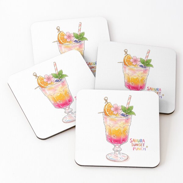Item preview, Sakura Sunset Punch Kawaii Drink Art designed and sold by HornbillDesign.