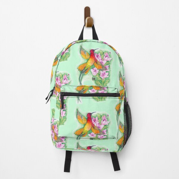 Item preview, Crimson Topaz Hummingbird with Pink Flowers designed and sold by Jesus Vichareli.