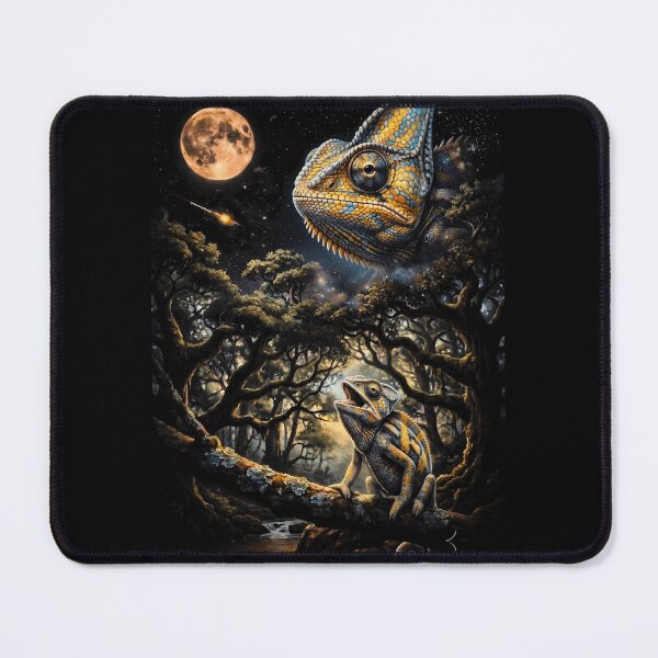 Item preview, Mystical Chameleon Forest Howling At Moon Reptile Art designed and sold by d247.