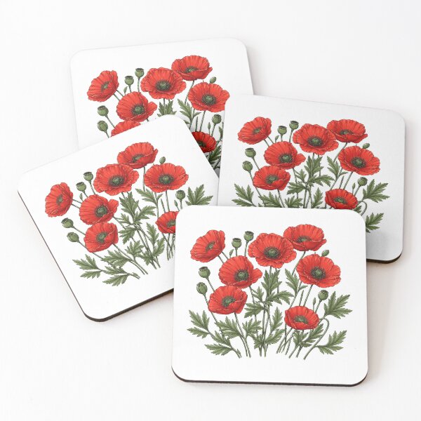 Item preview, Red Poppy Botanical Floral Vintage designed and sold by Moizento.