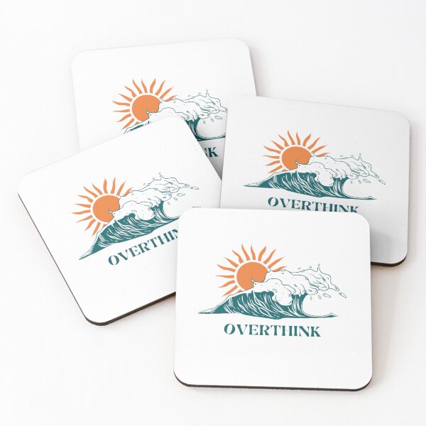 Item preview, Overthink Retro Ocean Wave Sunset Minimalist Typography designed and sold by Dream Weave Studio.