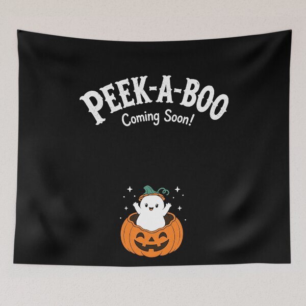 Item preview, Peek A Boo Coming Soon Halloween Pregnancy Reveal designed and sold by FreshVibe Prints.