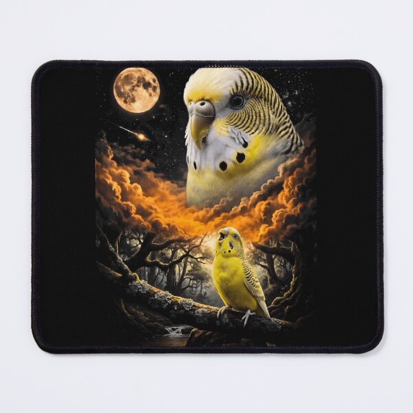 Item preview, Mystical Budgie Howling At Moon Parrot Cosmic Forest Moon designed and sold by d247.