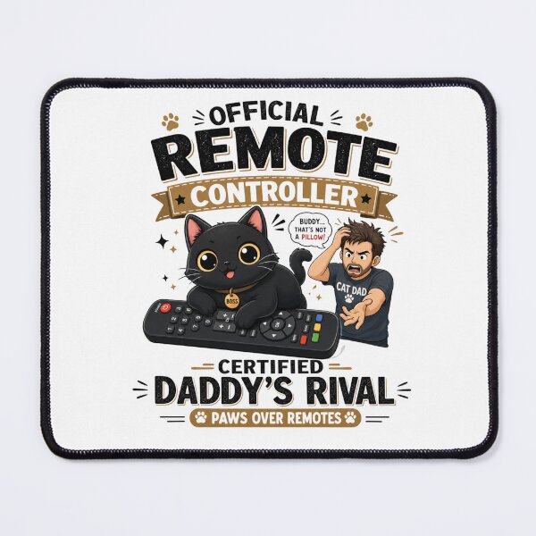 Item preview, Official Remote Controller Black Cat Dad Funny Kawaii T-Shirt designed and sold by Ashley critters.