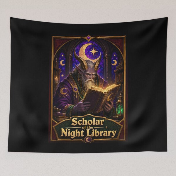 Item preview, Scholar of the Night Library Fantasy Poster  designed and sold by Sketchlegacy.