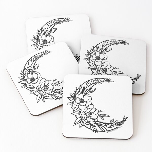 Item preview, Boho Moon and Magnolias - Black and White designed and sold by breecraftdesigns.