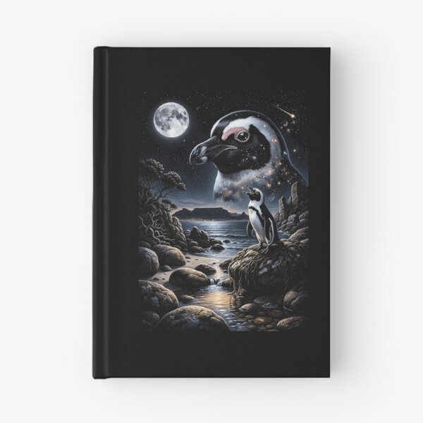 Item preview, Cosmic Penguin Howling At Moon Night Sky Ocean Art designed and sold by d247.