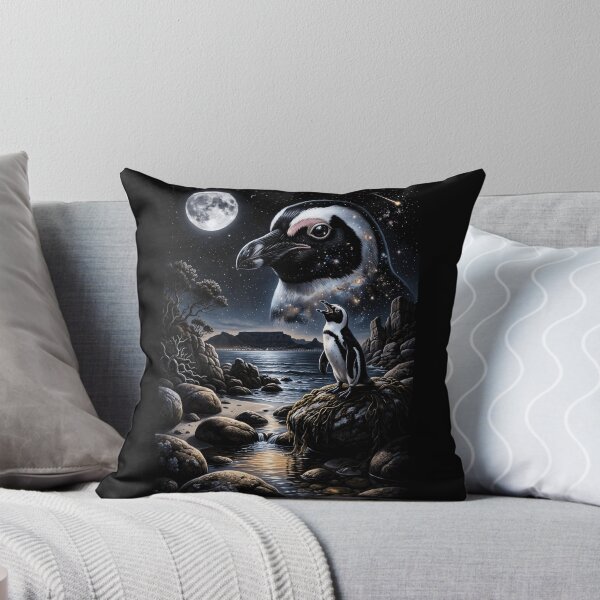 Item preview, Cosmic Penguin Howling At Moon Night Sky Ocean Art designed and sold by d247.