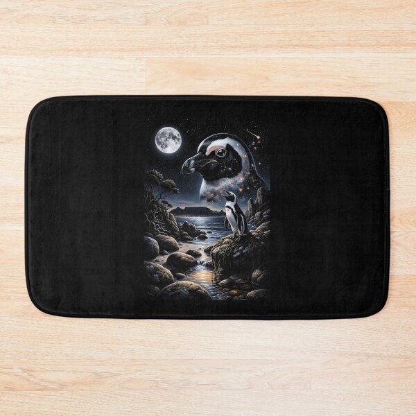 Item preview, Cosmic Penguin Howling At Moon Night Sky Ocean Art designed and sold by d247.