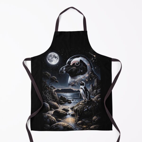 Item preview, Cosmic Penguin Howling At Moon Night Sky Ocean Art designed and sold by d247.