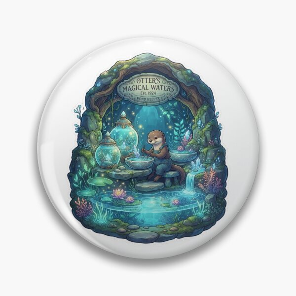 Item preview, Otter's Magical Waters | Enchanted Pond Keeper | Cottagecore Water Garden | Fantasy Otter Sticker designed and sold by MrDev.