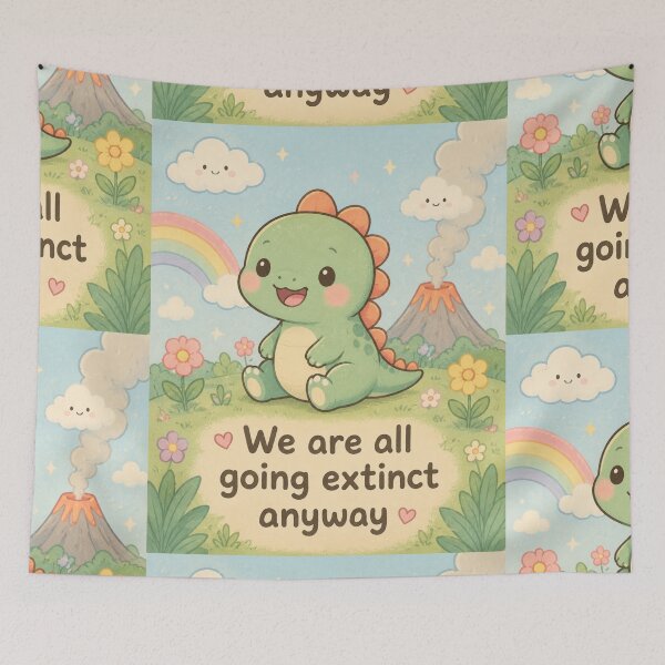 Item preview, Cute Dinosaur Dark Humor Shirt, We Are All Going Extinct Anyway, Existential Kawaii Dino, Funny Adult Life Design designed and sold by LuxeBuzz.