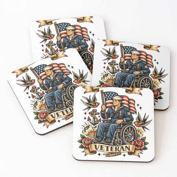 Item preview, wheelchair proud veteran tattoo designed and sold by mobilitymonster.