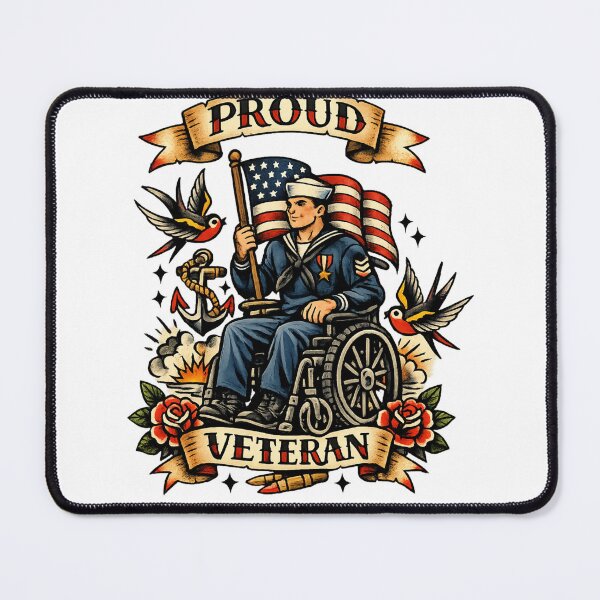 Item preview, wheelchair proud veteran tattoo designed and sold by mobilitymonster.