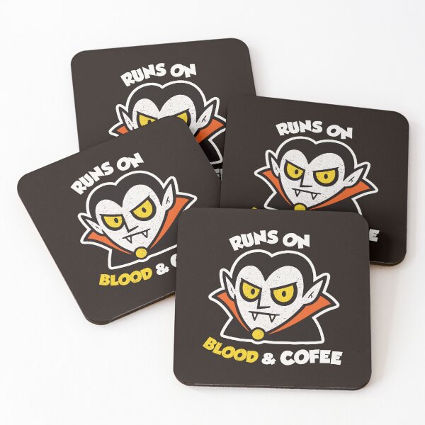 Item preview, Runs On Blood And Coffee Funny Vampire Halloween Retro designed and sold by CamaleonDesigns.