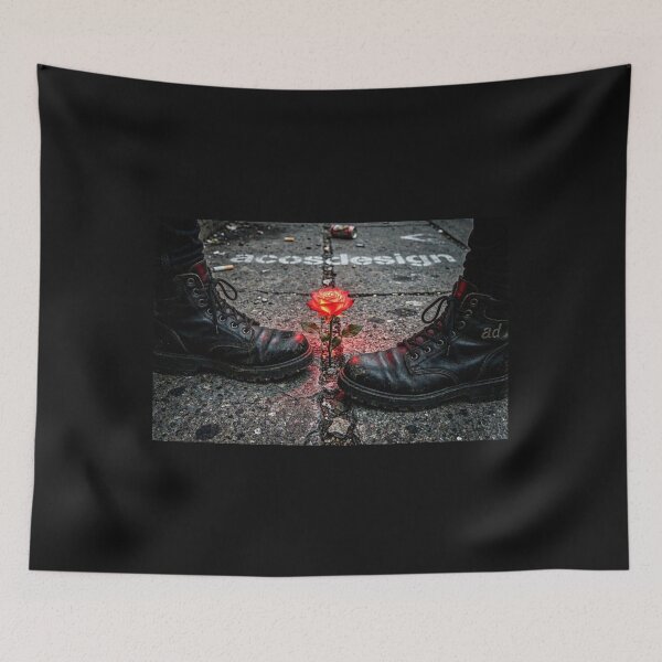 Item preview, Urban Concrete Rose & Combat Boots - Grunge Aesthetic designed and sold by AcosDesign.