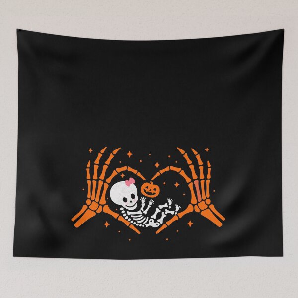 Item preview, Cute Pregnant Skeleton Heart Belly Halloween Baby Reveal designed and sold by FreshVibe Prints.