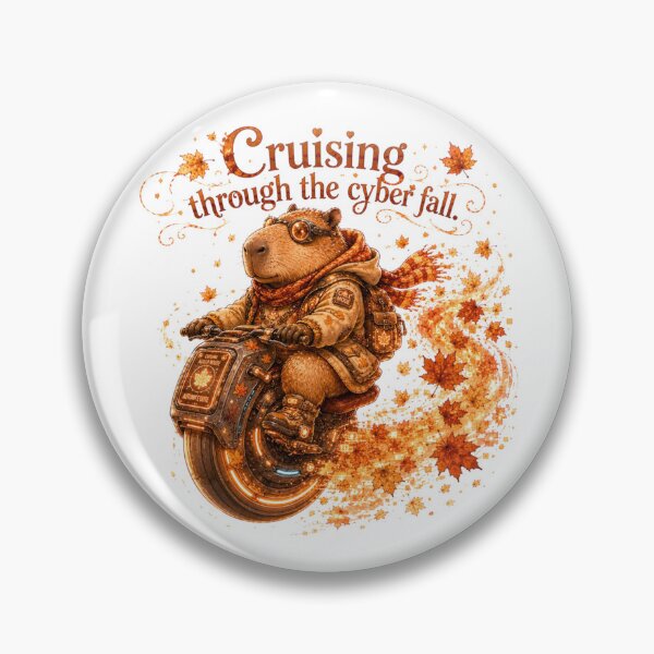 Item preview, Cruising Through The Cyber Fall Steampunk Capybara Monowheel designed and sold by AQUILAKREO.