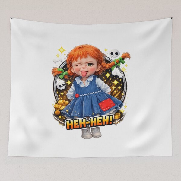 Item preview, Funny Redhead Girl Wink Face Sticker – Sassy Skull & Gold Coin designed and sold by IMOBILYARI.