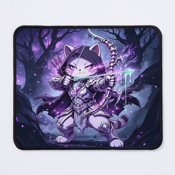 Item preview, The Dark Ranger Cat - Epic Fantasy Archer Illustration designed and sold by ABYSSLAB.