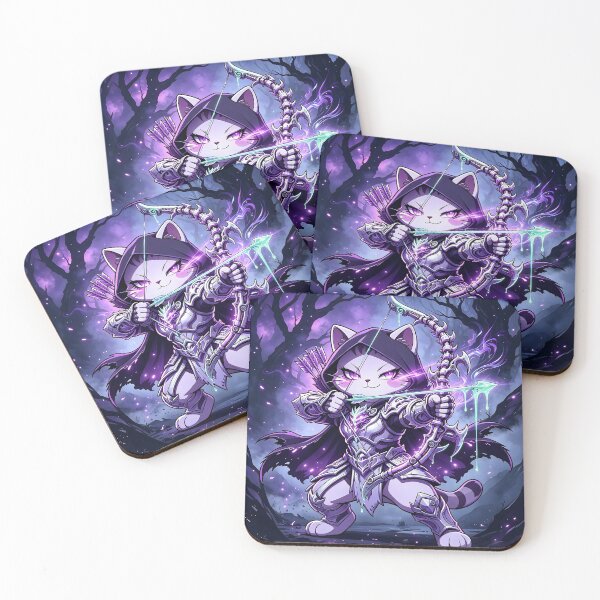 Item preview, The Dark Ranger Cat - Epic Fantasy Archer Illustration designed and sold by ABYSSLAB.