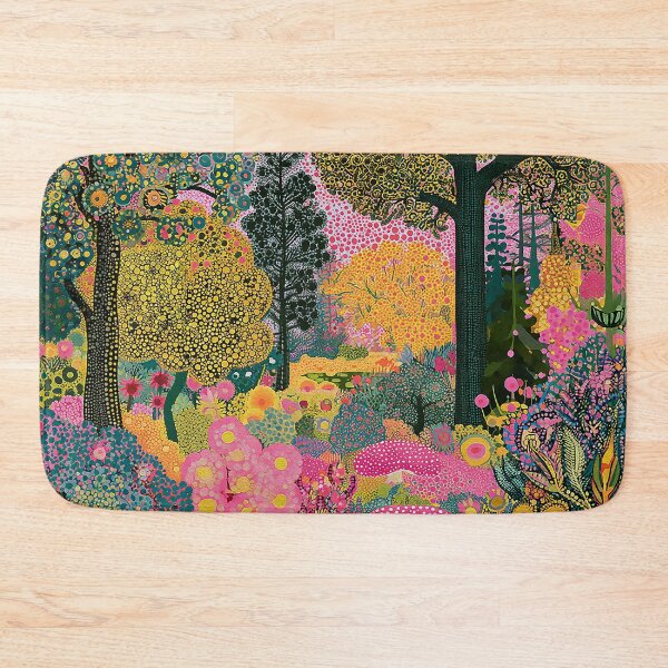 Item preview, Bright Neon Pink and Green Forest with Polka Dots designed and sold by Neika Shimm Designs.