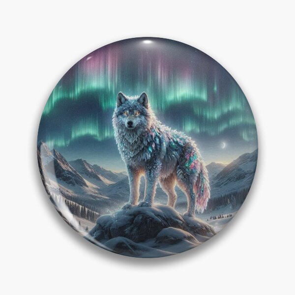 Item preview, Iridescent Wolf under Aurora – Mystical Fantasy Art designed and sold by Dogandesighn.