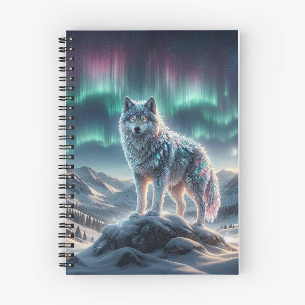 Item preview, Iridescent Wolf under Aurora – Mystical Fantasy Art designed and sold by Dogandesighn.