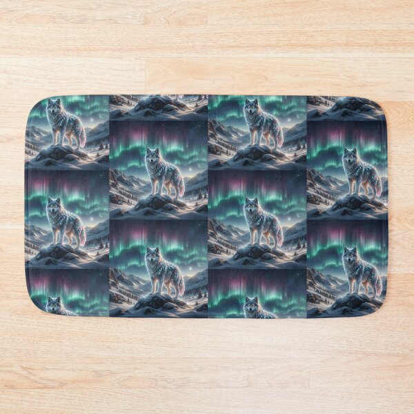 Item preview, Iridescent Wolf under Aurora – Mystical Fantasy Art designed and sold by Dogandesighn.