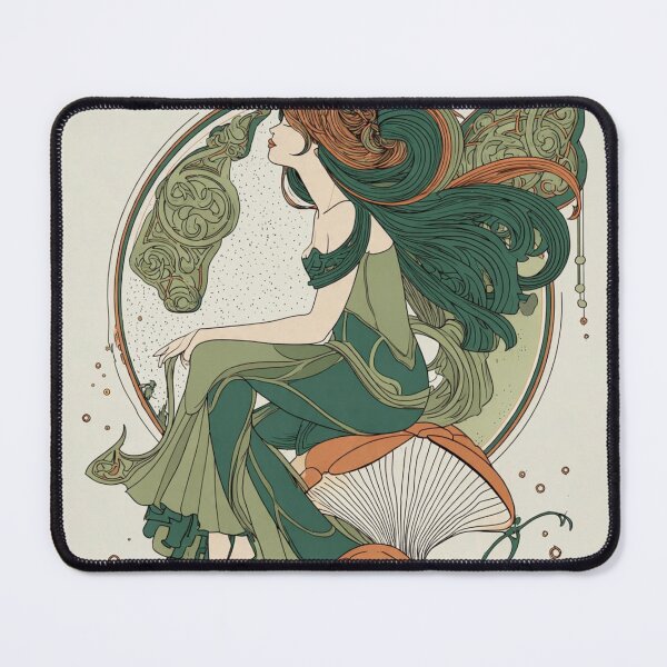 Item preview, Celtic Mushroom Fairy Art Nouveau Butterfly Goddess designed and sold by ExpressoJungle.